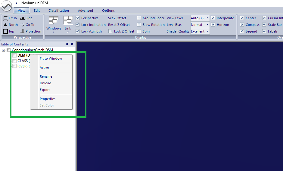 context menu