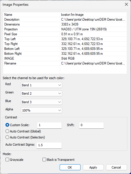 image properties