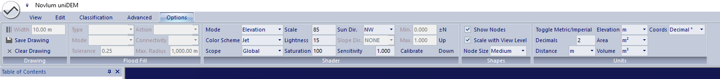 options tab